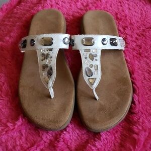 Size 9 sandals. White with grey gems